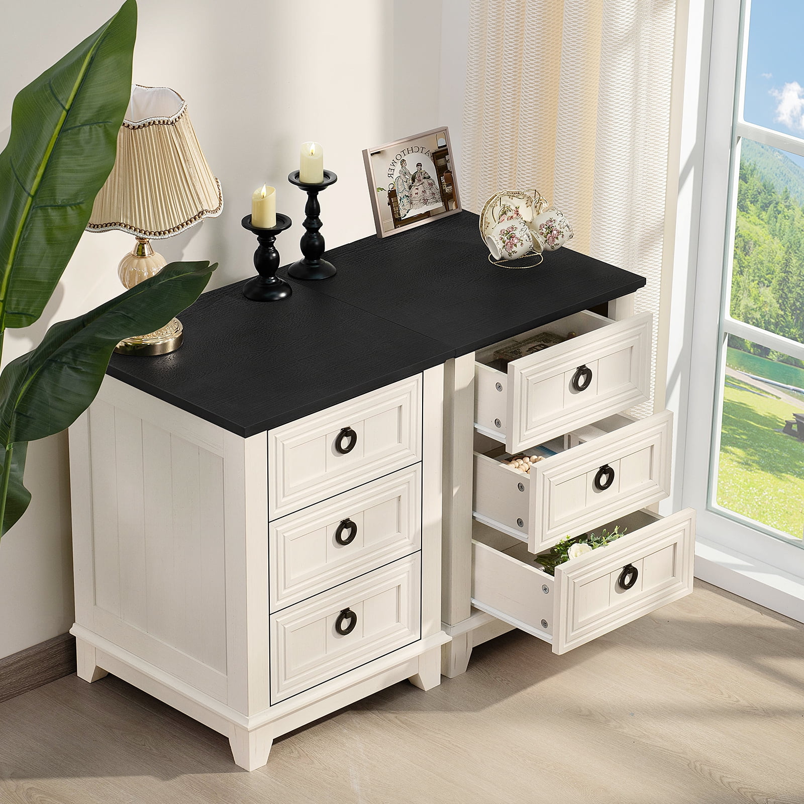 Joaxswe Farmhouse Nightstand with 3 Drawers, Modern 18" Wide End Table Night Stands Mid Century Small Wooden Bedside Table, White
