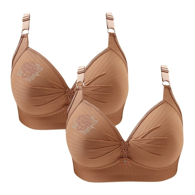 Timegard Wireless Bras for Women 2pc Ruched Full Support Adjustable Strap Comfy Daily Seniors Bras