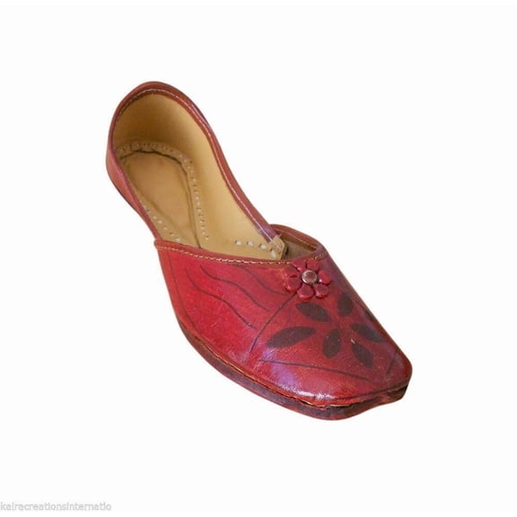 Women Casual Shoes Leather Handmade Indian Loafers Jutties Mojaries Flats US 5.5