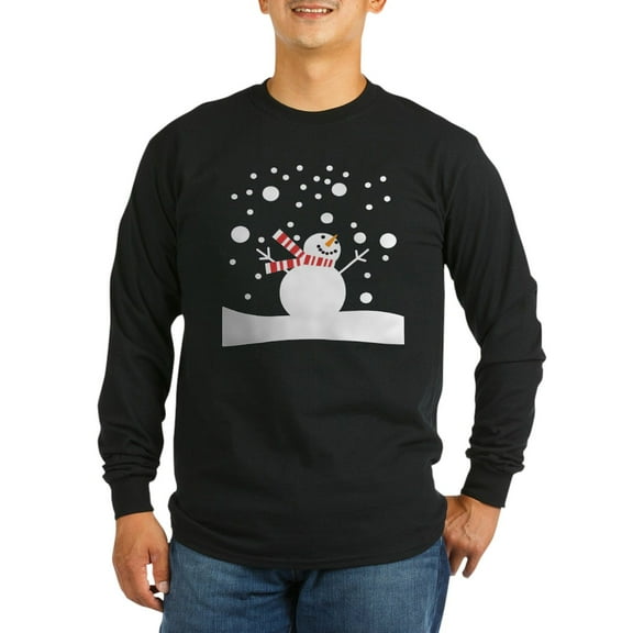 CafePress - Holiday Snowman Long Sleeve Dark T Shirt - Long Sleeve Dark T-Shirt