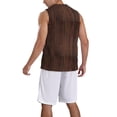 thumbnail image 5 of Easygdp Vintage Wood Men's Mesh Basketball Jersey Quick Drying Sleeveless Shirts Fitted Muscle Tank Tops Sport Round Neck T-Shirt - 3X-Large, 5 of 9