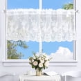 thumbnail image 1 of Nvzi Cortina de encaje con bordado floral, hilo de encaje translúcido a través de la cortina corta, adecuada para la decoración de dormitorios y cocinas, blanca, 1 pieza, 74 x 61 cm, 1 of 5
