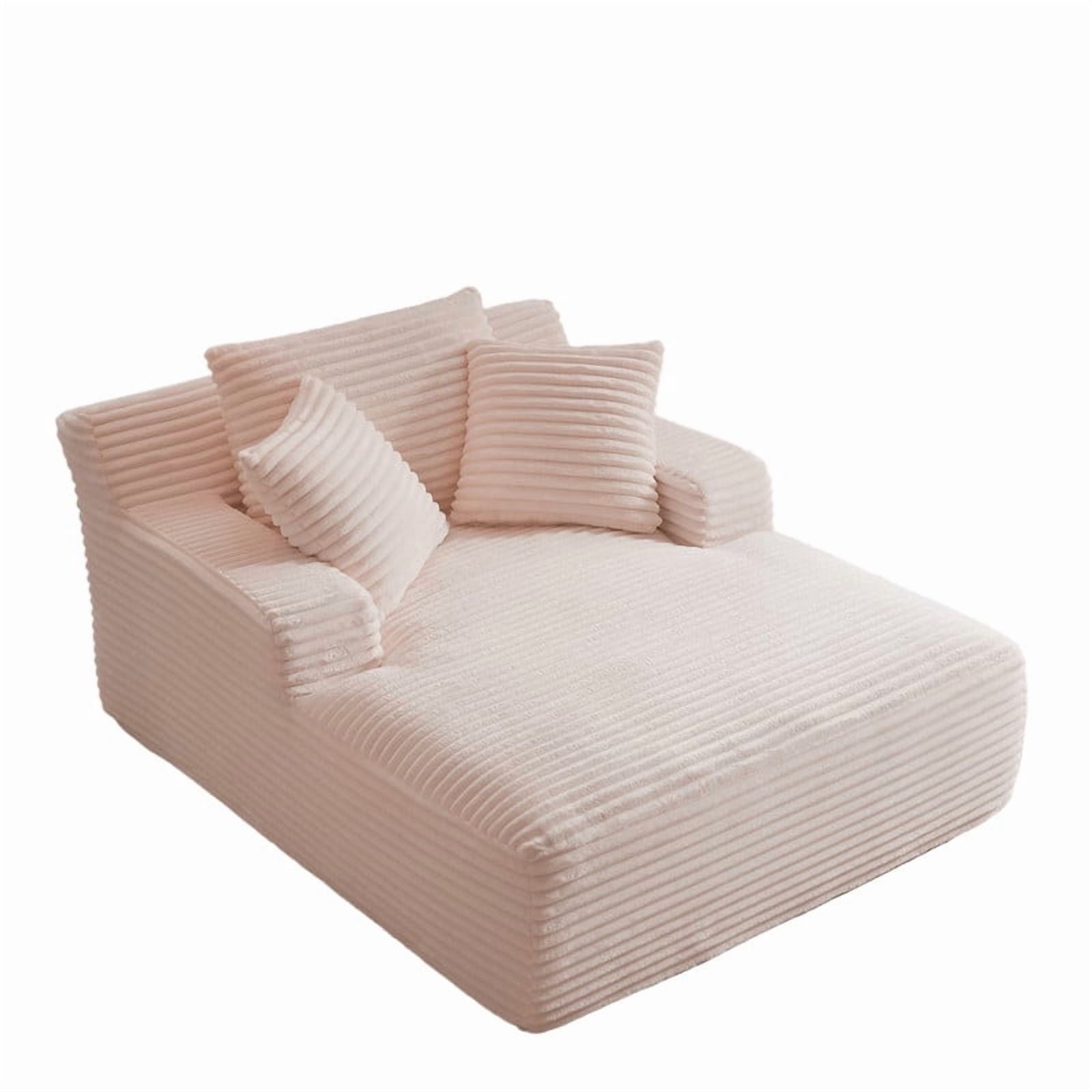 Oversized Chaise Lounge Chair Indoor, Upholstered Sofa Bed Sleeper Sofa Corduroy Cloud Couch Boneless Sofa Reading Chair with 3 Pillows for Living Room, 49.2''x66.1''