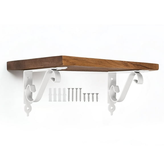 Uxcell 2 Pcs Decorative Shelf Brackets, 155mm/6.1 Inch Heavy Duty Floating Shelf Brackets for Wall Bookshelves Shelves Support, White