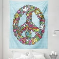 thumbnail image 1 of Hippie Tapestry, Hand-Drawn Psychedelic Groovy Floral Peace Sign and Dove Doodles on Line Sketchbook, Fabric Wall Hanging Decor for Bedroom Living Room Dorm, 5 Sizes, Multicolor, by Ambesonne, 1 of 1