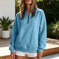 thumbnail image 7 of Long Sleeve Top Women's Sweatshirt Quarter Zip Oversized Drop Shoulde Pullover Top for Weekend Errand Outfit ., 7 of 7