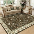thumbnail image 4 of FairOnly 4'x6'Modern Farmhouse Washable Area Rug Pastoral Floral Non Slip Stain Resistant Mat for Bedroom Living Room Kitchen，Brown, 4 of 7