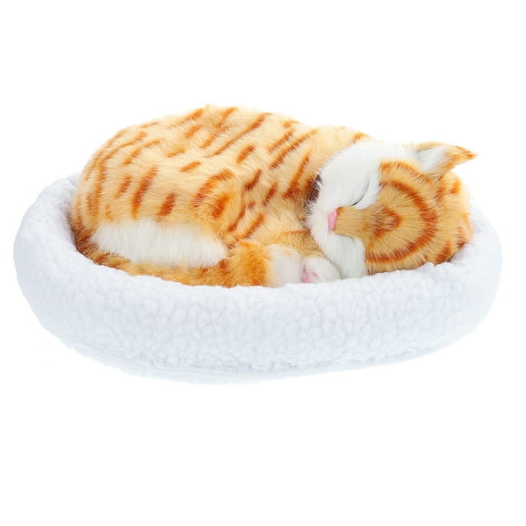 Realistic Cat Toy Breathing Cat Simulation Model Orange Decoration 1 Set for Home Ornament
