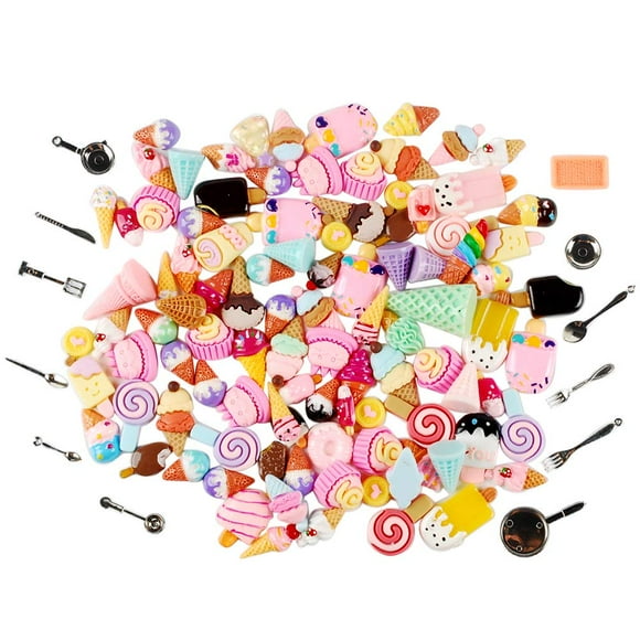 NWFashion 112 Pcs Décoration Miniature Jouet de Pâtisserie Dessert Nourriture Décoration de Gâteau Scrapbooking Charms (Crème Glacée)