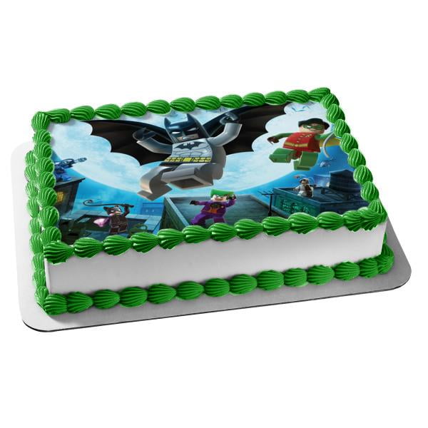 Lego DC Comics Batman Robin Joker Catwoman Edible Cake Topper Image 