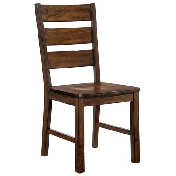 Bowery Hill Industrial Wood Dining Side Chair in Walnut (Set of 2)