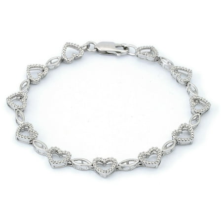 Silver Diamond Heart Bracelet