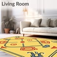 thumbnail image 2 of ODIKA 6'x9' Machine Washable Non-Slip Area Rug, Vintage Baseball Playfield With Hand Drawn Sport Icons High Traffic Rug with Pad, Yellow, 672858, 2 of 8