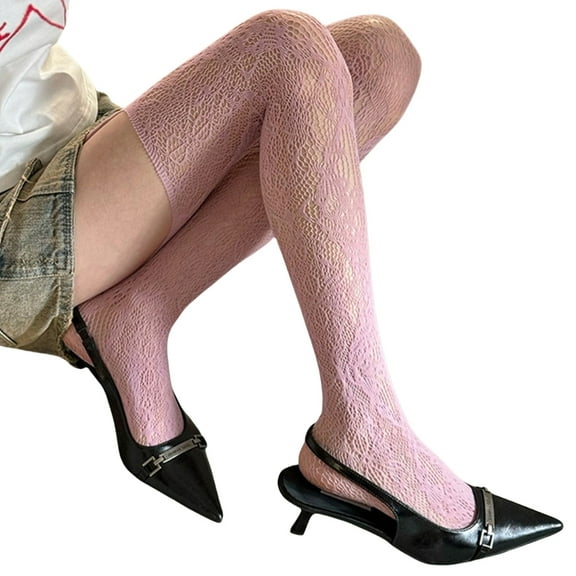 Women PatternedThigh High Stockings Suspender Pantyhose Garter Belt Tights Sheer Mesh Tights Pantyhose Hosiery