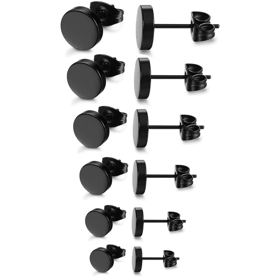 DESIGNICE Stainless Steel Earrings,Stainless Steel Insert Black Earrings,6 Claw Round Drill Earrings Men