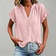 thumbnail image 2 of Womens Summer Tops Short Sleeve V Neck Simple Casual Blouse Daily All Match Daily Tops, 2 of 6