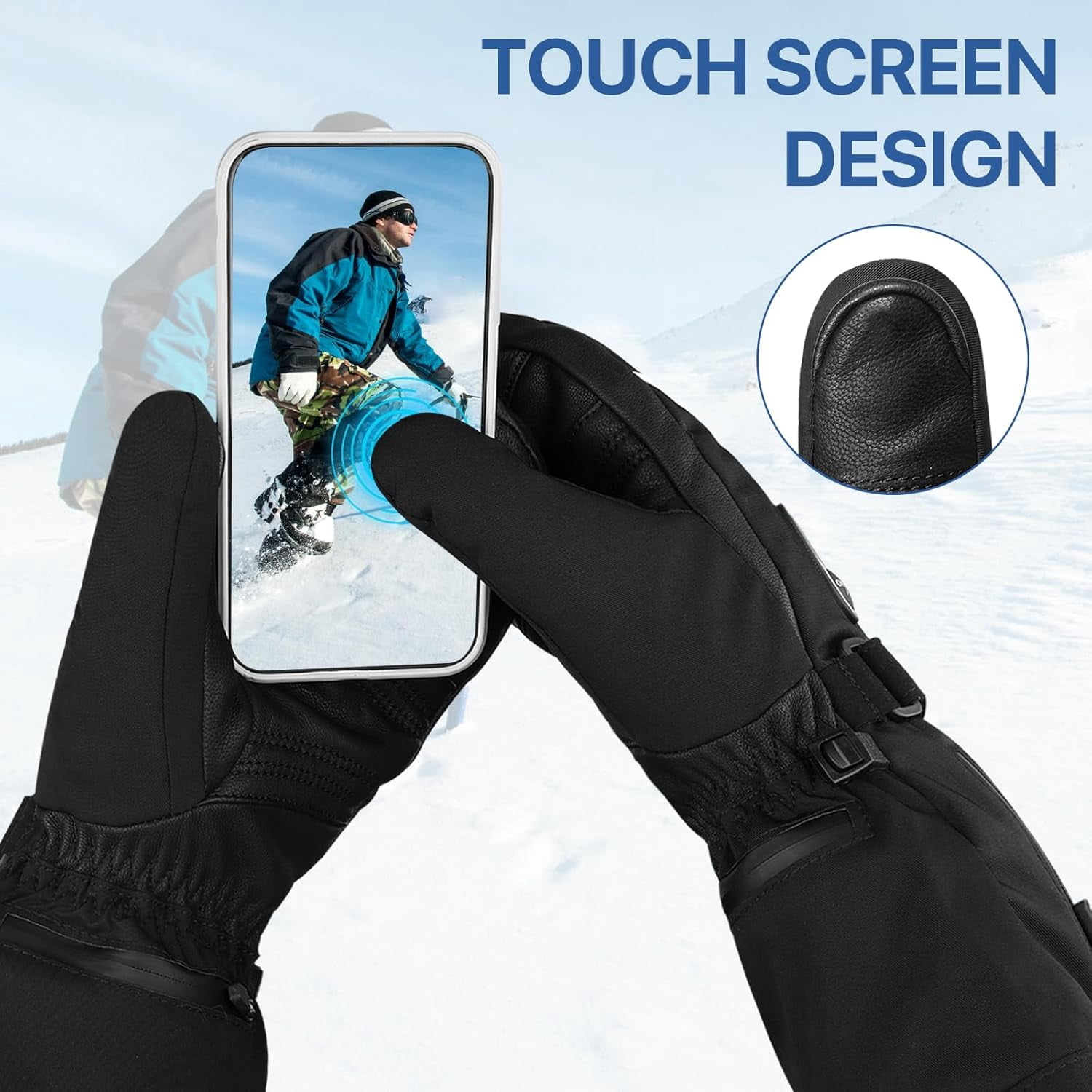 Snow deer Unisex Heated Gloves 7.4V 2200mAh Electric Rechargeable Winter Warm Glove Liners for Arthritis Raynaud Thin Gloves Riding Ski Snowboarding Hiking Cycling Hand Warmers