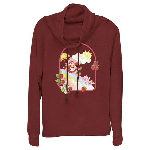Junior's Strawberry Shortcake Rainbow Slide Adventure  Cowl Neck Sweatshirt