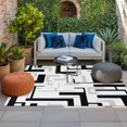 thumbnail image 2 of Modern Geometric Black Outdoor Rug for Patio/Deck/Porch, Non-Slip Large Area Rug 5 x 8 Ft, Abstract Minimalist Artwork Lines Indoor Outdoor Rugs Washable Area Rugs, Camping Rug Carpet Runner, 2 of 8