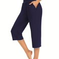 thumbnail image 1 of Pantalones Cortos Con Bolsillo En La Cintura Elástica Sólida, Pantalones Casuales Elásticos Elegantes Para Primavera Y Verano, Ropa De Mujer, 1 of 4