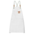 thumbnail image 1 of Unique Bargains Tabliers de Chef en Toile 75x68cm Sangle Réglable Imperméable Dos Croisé Tablier de Cuisine avec 2 Poches, Blanc, 1 of 6