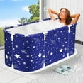 thumbnail image 3 of Thehsnt 45in Foldable Bathtub for Adult, Portable Hot & Cold Soaking Bath Tub with Sturdy Plastic Frame, Home SPA & Shower (Starry Blue), 3 of 13