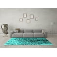 thumbnail image 3 of Ahgly Company Machine Washable Indoor Rectangle Oriental Turquoise Blue Industrial Area Rugs, 2' x 5', 3 of 4