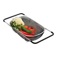 thumbnail image 2 of nu steel Stainless Steel Over The Sink Oval Colander with Expandable Rubber Grip Handles - stainless steel Mesh Strainer to Strain, Drain, Rinse Pasta, Fruits, Vegetables, 2 of 3