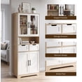 thumbnail image 3 of Ktaxon 67" Tall Bathroom Cabinet with 2 Drawers, Floor Storage Cabinet Wardrobes, 4 Door Wooden Cupboard Adjustable Shelf, White & Natural, 3 of 7