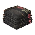 thumbnail image 4 of WOBOGO Red Rose Black Cat Pattern Kitchen Towel 6 Piece Large Cotton Dishcloth Premium Absorbency Set with Hanging Loop, 4 of 7