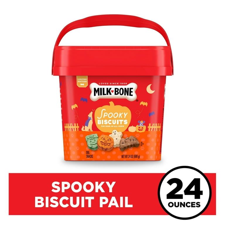 Milk-Bone Spooky Biscuits, Halloween Dog Treats, 24oz Pail