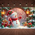 thumbnail image 5 of Snowman Design Christmas Banner Candy Cane Snowman Display Gift Box Festive Lantern Xmas Backdrop for Christmas Party Holiday Decoration Indoor Party, 5 of 9