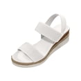 thumbnail image 3 of Domuza Womens Platform Espadrilles Wedge Sandals Comfortable Platform Open Toe Sandals with Ankle Strap | Casual Summer Dress Women Shoes for Beach, Travel, Walking, Daily Wear White 6.5（EU-37）, 3 of 4