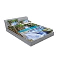 thumbnail image 2 of Ambesonne Nature Fitted Sheet & Pillow Sham Set, Rocks in Waterfall Lake, Full, Green Blue and Brown, 2 of 2