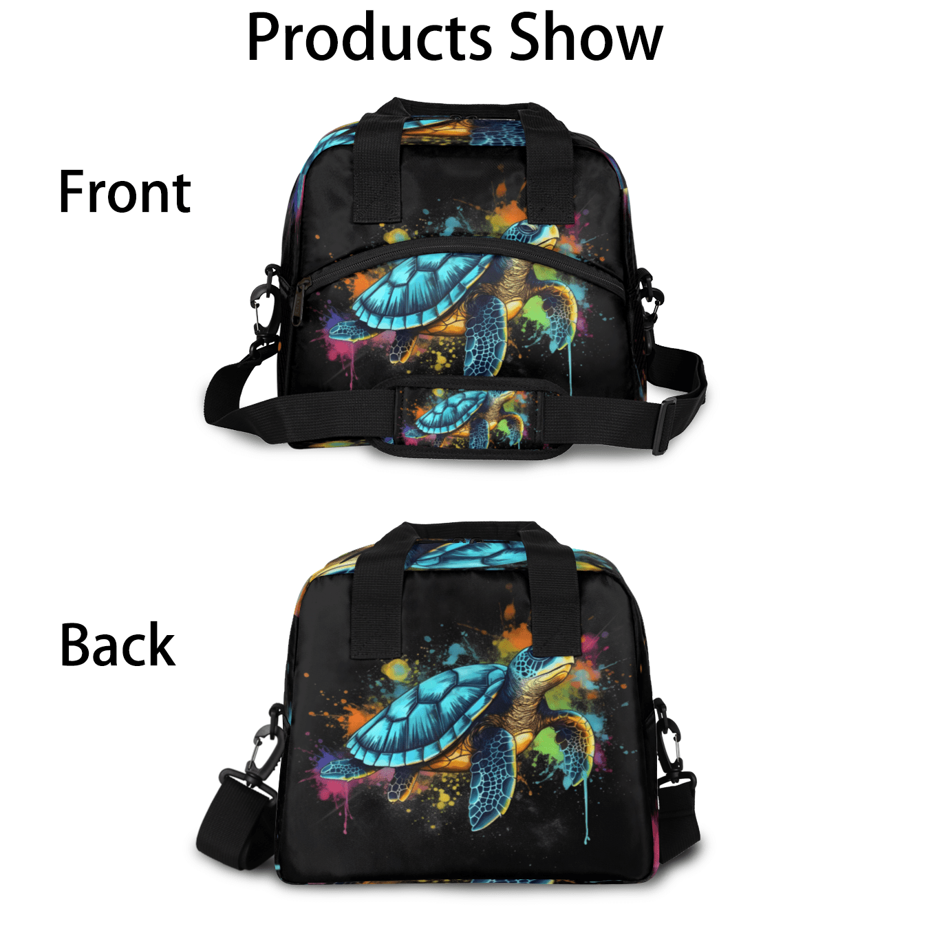 Herdesigns Colorful Insulated Lunch Bag for Women Men Adults Large Reusable Lunch Box Sea Turtle Leakproof Cooler Tote Bags with Adjustable Shoulder Strap