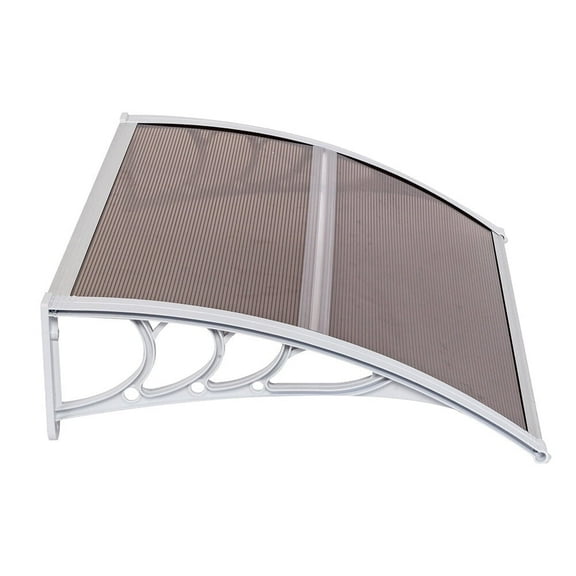 KAAYEE Window Awning Door Canopy,40"x 32"Polycarbonate Door Awning UV Rain Snow Protection,Brown