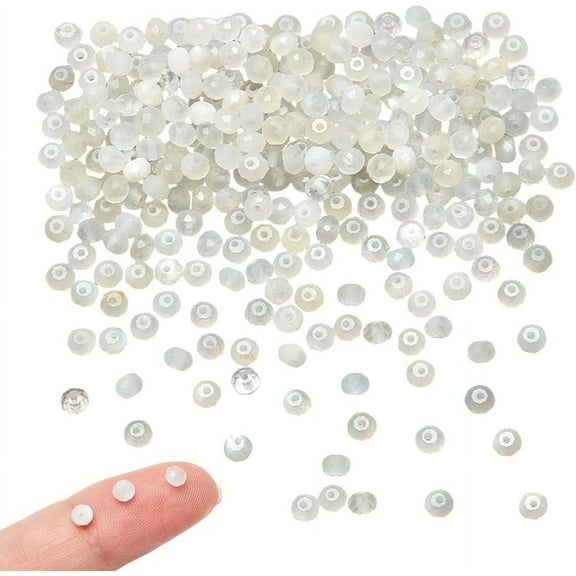 292 Pcs Natural White Moonstone Beads 4mm Rondelle Faceted Stone Beads