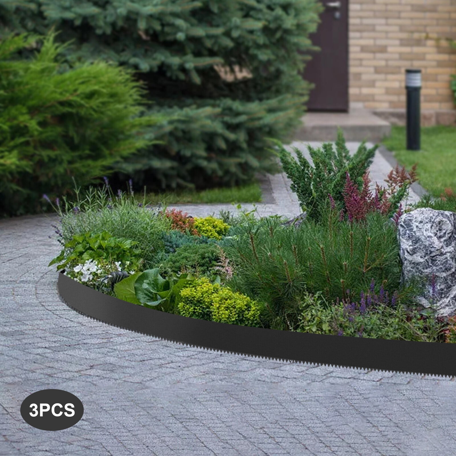 9.7 ft Metal Landscape Edging 3PCS Steel Lawn Edging Black Outdoor Yard Barrier