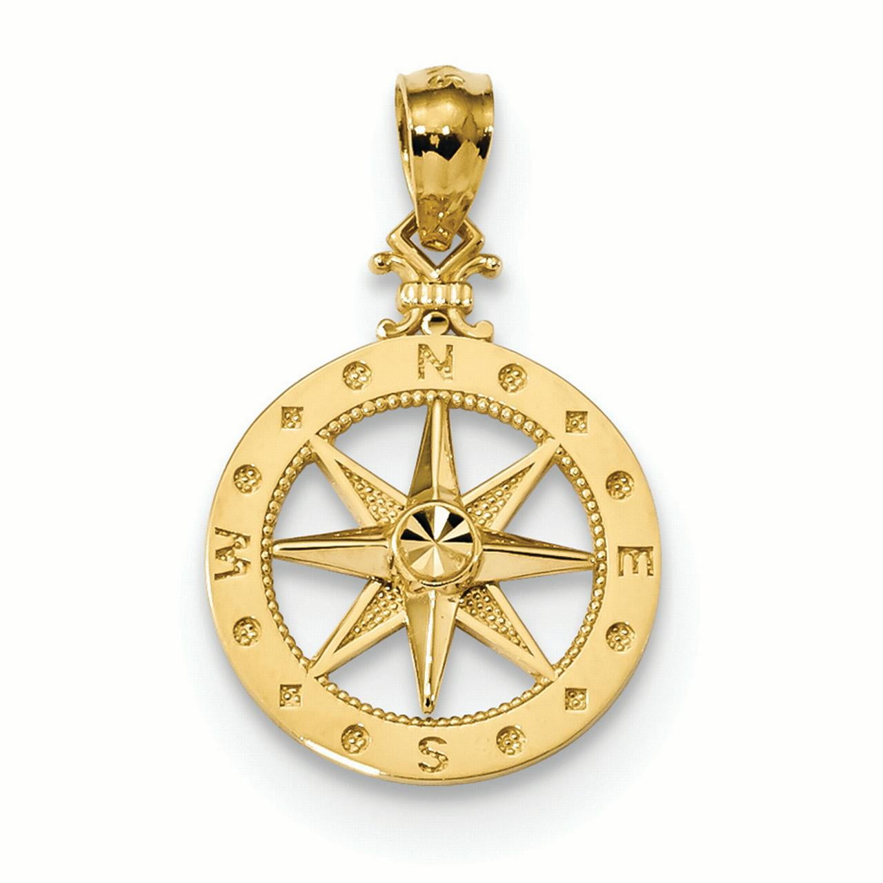 Pendant Nautical 14K Yellow Gold Compass Charm Pendant