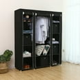 thumbnail image 4 of Black Portable Wardrobe Closet - Heavy Duty Storage Organizer with Non-Woven Fabric Cover, Freestanding Garment Rack for Bedroom/Closet, 4 of 10
