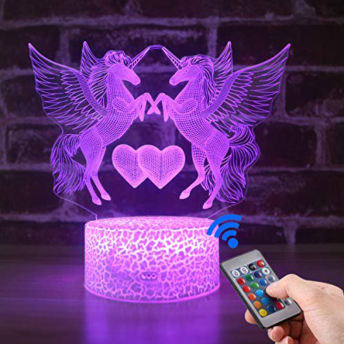 Palawell Unicorn 3d Night Light For Girls Birthday Gift 16 Changing Color Remote Control Led Kids Room Decor Lighting 3d Led Illusion Lamp Kids Light With Charger Walmart Com Walmart Com