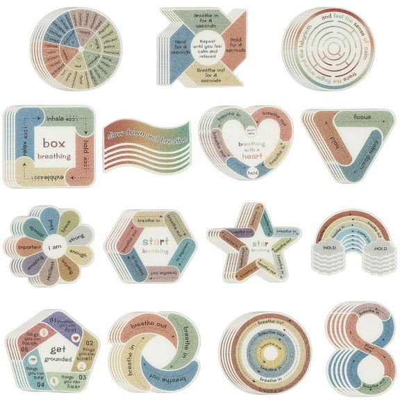 75 Pcs Calm Sticker for Anxiety 15 Styles Textured Sensory Sticker Anti Stress Anxiety Relief Items for School Office Classroom Adults Teens