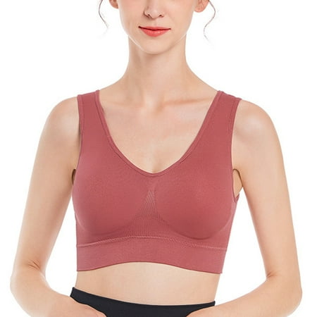 

Women Seamless Sports Bra Wirefree Yoga Bra Ultra Comfort Wide Strap Bra Breathable Stretch Everyday Bra Sleep Leisure Bralettes with Removable Pads for Ladies Girls Plus Size S-5XL