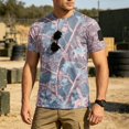 thumbnail image 5 of Homeyce Mens Short Sleeve Camo Shirts Camouflage Button Shirts Lightweight Slim Fit Crew Neck T Shirts Big and Tall Pullover Tees Tops,Pink L, 5 of 5