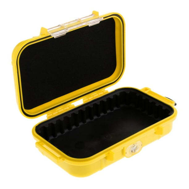 Estuche rígido de transporte profesion impermeable con mosquetón , Amarillo, se describe DYNWAVEMX Estuche de almacenamiento impermeable