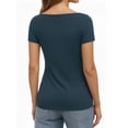 thumbnail image 3 of MOYIKO Womens T Shirts Short Sleeve Boat Neck Slim Fit Tee Basic Summer Tops, 3 of 7