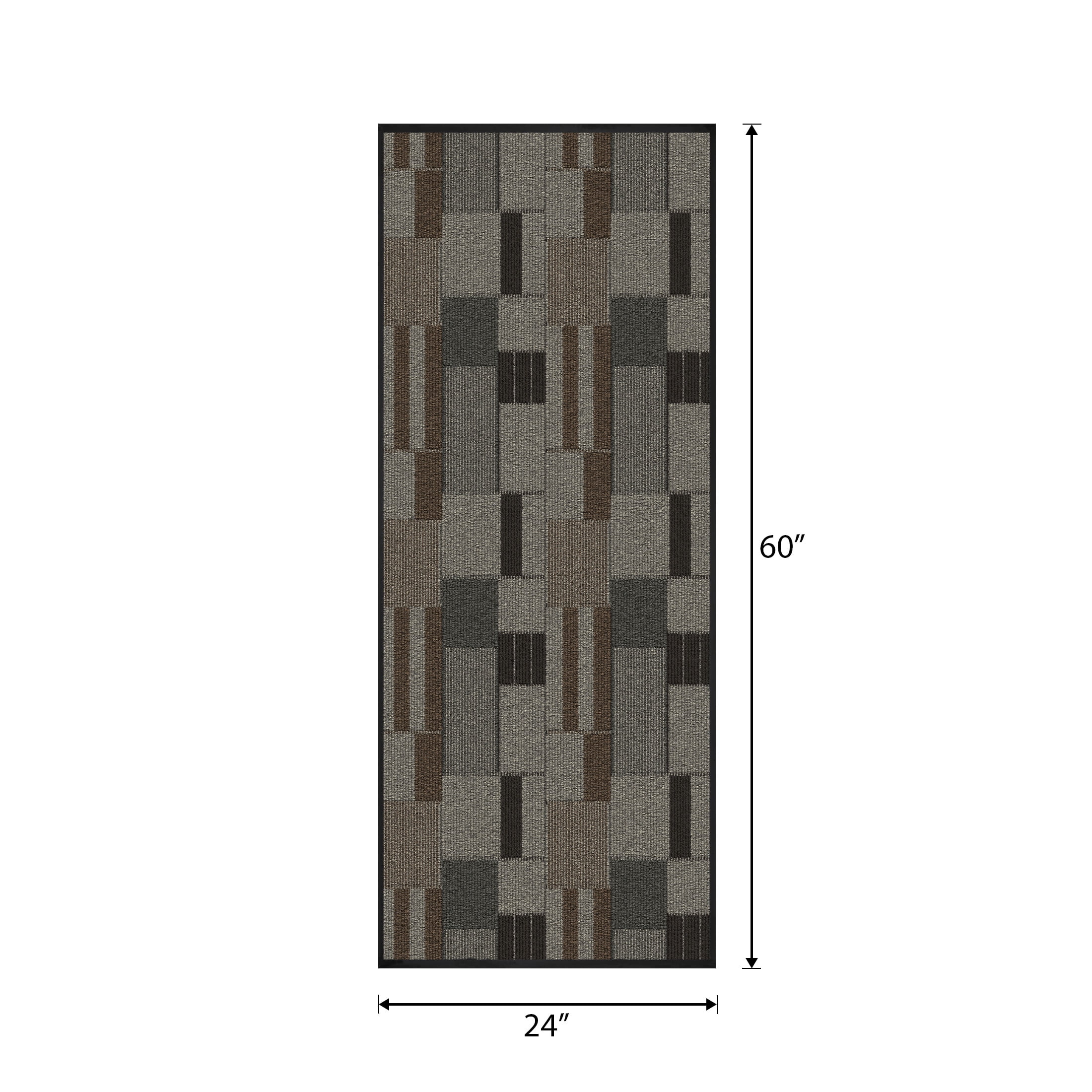 Mainstays tapis de couloir intérieur/extérieur moderne géométrique touffeté à la machine taupe, gris et brun, 2' x 5', endos en vinyle, facile d’entretien