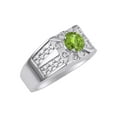 thumbnail image 3 of RYLOS Men's Rings Sterling Silver Designer Starburst 7MM Round Gemstone & Diamond Ring Peridot August Birthstone Rings Size 12, 3 of 7