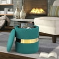 thumbnail image 6 of Homebeez Round Velvet Storage Ottoman,Vanity Stool Modern Upholstered Footstool Cyan , Pack of 2, 6 of 6