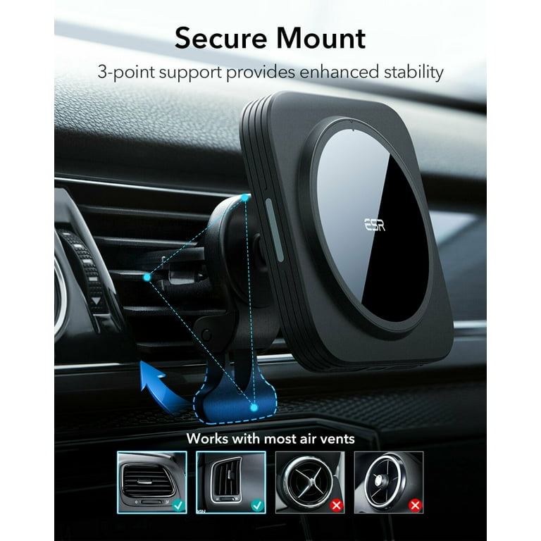 ESR Magnetic Wireless Car Charger (HaloLock), Compatible with MagSafe Car  Charger, AirVent Car Phone Holder Mount for iPhone 15/14/13/12 Series with